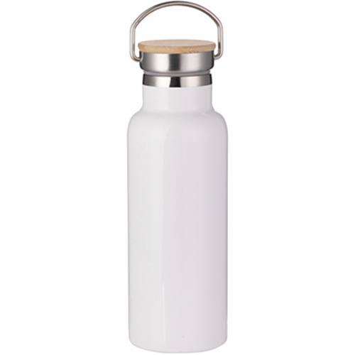 Stainless Steel Thermal Flask with Bamboo Lid White 500ml